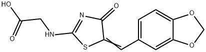 2-((5-[(E)-1,3-BENZODIOXOL-5-YLMETHYLIDENE]-4-OXO-4,5-DIHYDRO-1,3-THIAZOL-2-YL)AMINO)ACETIC ACID Struktur