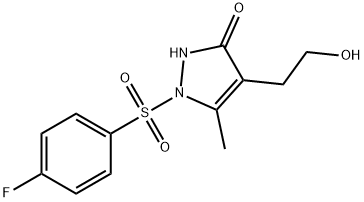 1-[(4-FLUOROPHENYL)SULFONYL]-4-(2-HYDROXYETHYL)-5-METHYL-1,2-DIHYDRO-3H-PYRAZOL-3-ONE Struktur