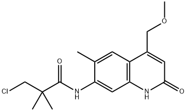 3-CHLORO-N-[4-(METHOXYMETHYL)-6-METHYL-2-OXO-1,2-DIHYDRO-7-QUINOLINYL]-2,2-DIMETHYLPROPANAMIDE Struktur