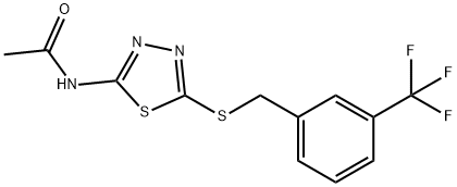 N-(5-([3-(TRIFLUOROMETHYL)BENZYL]SULFANYL)-1,3,4-THIADIAZOL-2-YL)ACETAMIDE Struktur