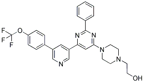 2-(4-(2-PHENYL-6-[5-(4-TRIFLUOROMETHOXY-PHENYL)-PYRIDIN-3-YL]-PYRIMIDIN-4-YL)-PIPERAZIN-1-YL)-ETHANOL Struktur