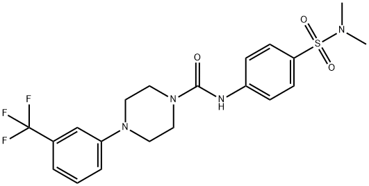 N-(4-[(DIMETHYLAMINO)SULFONYL]PHENYL)-4-[3-(TRIFLUOROMETHYL)PHENYL]TETRAHYDRO-1(2H)-PYRAZINECARBOXAMIDE Struktur