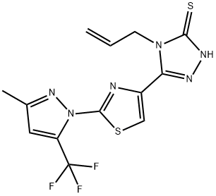 4-ALLYL-5-(2-[3-METHYL-5-(TRIFLUOROMETHYL)-1H-PYRAZOL-1-YL]-1,3-THIAZOL-4-YL)-4H-1,2,4-TRIAZOL-3-YLHYDROSULFIDE Struktur