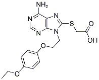 ((6-AMINO-9-[2-(4-ETHOXYPHENOXY)ETHYL]-9H-PURIN-8-YL)THIO)ACETIC ACID Struktur