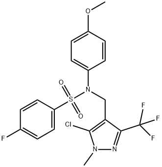 N-([5-CHLORO-1-METHYL-3-(TRIFLUOROMETHYL)-1H-PYRAZOL-4-YL]METHYL)-4-FLUORO-N-(4-METHOXYPHENYL)BENZENESULFONAMIDE Struktur