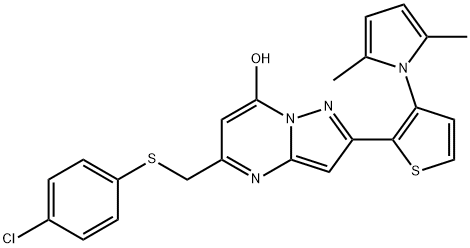 5-([(4-CHLOROPHENYL)SULFANYL]METHYL)-2-[3-(2,5-DIMETHYL-1H-PYRROL-1-YL)-2-THIENYL]PYRAZOLO[1,5-A]PYRIMIDIN-7-OL Struktur