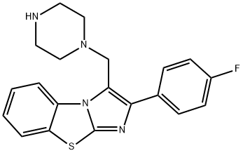 2-(4-FLUORO-PHENYL)-3-PIPERAZIN-1-YLMETHYL-BENZO-[D]IMIDAZO[2,1-B]THIAZOLE Struktur