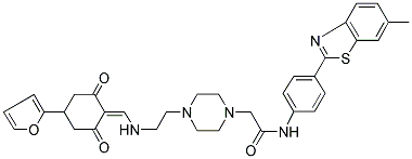 2-(4-(2-((4-(FURAN-2-YL)-2,6-DIOXOCYCLOHEXYLIDENE)METHYLAMINO)ETHYL)PIPERAZIN-1-YL)-N-(4-(6-METHYLBENZO[D]THIAZOL-2-YL)PHENYL)ACETAMIDE Struktur