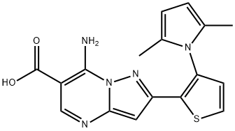 7-AMINO-2-[3-(2,5-DIMETHYL-1H-PYRROL-1-YL)-2-THIENYL]PYRAZOLO[1,5-A]PYRIMIDINE-6-CARBOXYLIC ACID Struktur