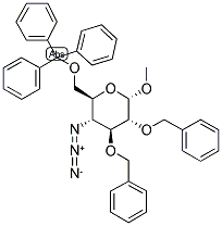 METHYL 4-AZIDO-2,3-DI-O-BENZOYL-4-DEOXY-6-O-TRITYL-A-D-GLUCOPYRANOSIDE Struktur