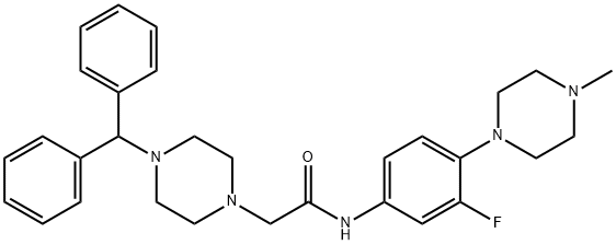 2-(4-BENZHYDRYLPIPERAZINO)-N-[3-FLUORO-4-(4-METHYLPIPERAZINO)PHENYL]ACETAMIDE Struktur