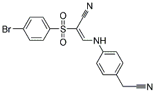 2-((4-BROMOPHENYL)SULFONYL)-3-((4-(CYANOMETHYL)PHENYL)AMINO)PROP-2-ENENITRILE Struktur