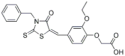 {4-[(E)-(3-BENZYL-4-OXO-2-THIOXO-1,3-THIAZOLIDIN-5-YLIDENE)METHYL]-2-ETHOXYPHENOXY}ACETIC ACID Struktur