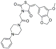 (E)-5-((7-METHOXYBENZO[D][1,3]DIOXOL-5-YL)METHYLENE)-3-(2-OXO-2-(4-PHENYLPIPERAZIN-1-YL)ETHYL)THIAZOLIDINE-2,4-DIONE Struktur