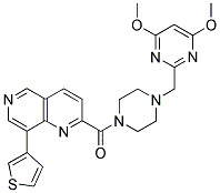 [4-(4,6-DIMETHOXY-PYRIMIDIN-2-YLMETHYL)-PIPERAZIN-1-YL]-(8-THIOPHEN-3-YL-[1,6]NAPHTHYRIDIN-2-YL)-METHANONE Struktur