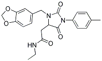 2-[3-(1,3-BENZODIOXOL-5-YLMETHYL)-1-(4-METHYLPHENYL)-2,5-DIOXO-4-IMIDAZOLIDINYL]-N-ETHYLACETAMIDE Struktur