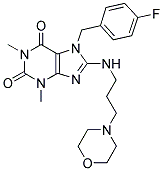 7-(4-FLUOROBENZYL)-1,3-DIMETHYL-8-(3-MORPHOLINOPROPYLAMINO)-1H-PURINE-2,6(3H,7H)-DIONE Struktur