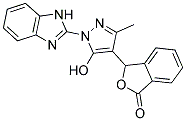 3-[1-(1H-BENZIMIDAZOL-2-YL)-5-HYDROXY-3-METHYL-1H-PYRAZOL-4-YL]-2-BENZOFURAN-1(3H)-ONE Struktur