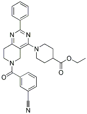 1-[6-(3-CYANO-BENZOYL)-2-PHENYL-5,6,7,8-TETRAHYDRO-PYRIDO[4,3-D]PYRIMIDIN-4-YL]-PIPERIDINE-4-CARBOXYLIC ACID ETHYL ESTER Struktur