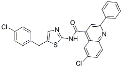 6-CHLORO-N-[5-(4-CHLOROBENZYL)-1,3-THIAZOL-2-YL]-2-PHENYLQUINOLINE-4-CARBOXAMIDE Struktur