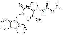 (2S,3S)-N-ALPHA-9-FLUORENYLMETHYLOXYCARBONYL-3-(T-BUTYLOXYCARBONYL-AMINO)-PYRROLIDINE-2-CARBOXYLIC ACID Struktur