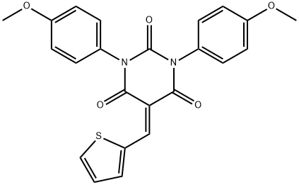 1,3-BIS(4-METHOXYPHENYL)-5-(2-THIENYLMETHYLENE)-1,3-DIAZAPERHYDROINE-2,4,6-TRIONE Struktur