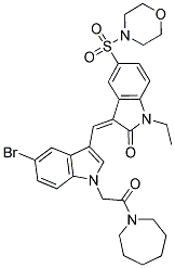 (Z)-3-((1-(2-(AZEPAN-1-YL)-2-OXOETHYL)-5-BROMO-1H-INDOL-3-YL)METHYLENE)-1-ETHYL-5-(MORPHOLINOSULFONYL)INDOLIN-2-ONE Struktur