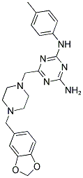 6-((4-(BENZO[D][1,3]DIOXOL-5-YLMETHYL)PIPERAZIN-1-YL)METHYL)-N2-P-TOLYL-1,3,5-TRIAZINE-2,4-DIAMINE Struktur