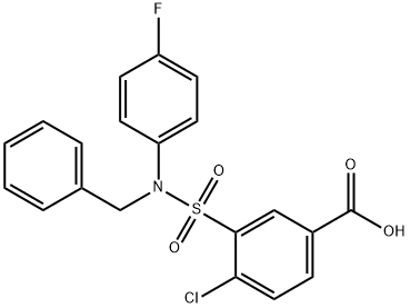 3-[[BENZYL(4-FLUOROPHENYL)AMINO]SULFONYL]-4-CHLOROBENZOIC ACID Struktur