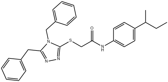 N-[4-(SEC-BUTYL)PHENYL]-2-[(4,5-DIBENZYL-4H-1,2,4-TRIAZOL-3-YL)SULFANYL]ACETAMIDE Struktur