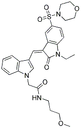 (Z)-2-(3-((1-ETHYL-5-(MORPHOLINOSULFONYL)-2-OXOINDOLIN-3-YLIDENE)METHYL)-1H-INDOL-1-YL)-N-(3-METHOXYPROPYL)ACETAMIDE Struktur