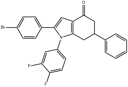 1-(3,4-DIFLUOROPHENYL)-2-(4-BROMOPHENYL)-6-PHENYL-5,6,7-TRIHYDROINDOL-4-ONE Struktur