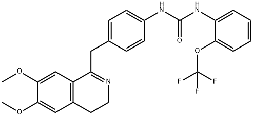 1-(4-((6,7-DIMETHOXY(3,4-DIHYDROISOQUINOLYL))METHYL)PHENYL)-3-(2-(TRIFLUOROMETHOXY)PHENYL)UREA Struktur