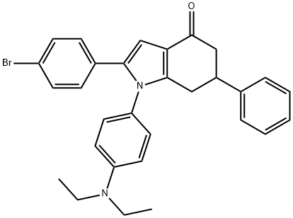 1-(4-(DIETHYLAMINO)PHENYL)-2-(4-BROMOPHENYL)-6-PHENYL-5,6,7-TRIHYDROINDOL-4-ONE Struktur