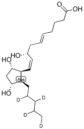 9ALPHA,11ALPHA,5(S)-TRIHYDROXY-1ALPHA,1BETA,1GAMMA-TRIHOMO-18,19,20-TRINOR-8BETA-PROSTA-2Z,6E-DIEN-1-OIC-14,15,16,17-D4 ACID Struktur