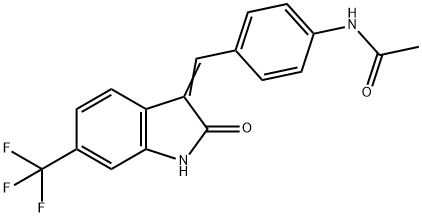 N-(4-([2-OXO-6-(TRIFLUOROMETHYL)-1,2-DIHYDRO-3H-INDOL-3-YLIDEN]METHYL)PHENYL)ACETAMIDE Struktur