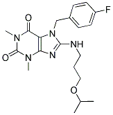 7-(4-FLUOROBENZYL)-8-(3-ISOPROPOXYPROPYLAMINO)-1,3-DIMETHYL-1H-PURINE-2,6(3H,7H)-DIONE Struktur