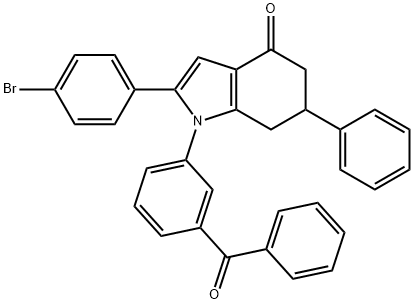 2-(4-BROMOPHENYL)-6-PHENYL-1-(3-(PHENYLCARBONYL)PHENYL)-5,6,7-TRIHYDROINDOL-4-ONE Structure