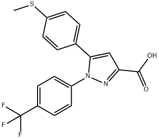 5-(4-METHYLSULFANYL-PHENYL)-1-(4-TRIFLUOROMETHYL-PHENYL)-1H-PYRAZOLE-3-CARBOXYLIC ACID Struktur