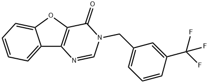 3-[3-(TRIFLUOROMETHYL)BENZYL][1]BENZOFURO[3,2-D]PYRIMIDIN-4(3H)-ONE Struktur