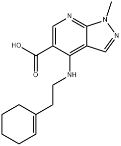 4-([2-(1-CYCLOHEXENYL)ETHYL]AMINO)-1-METHYL-1H-PYRAZOLO[3,4-B]PYRIDINE-5-CARBOXYLIC ACID Struktur