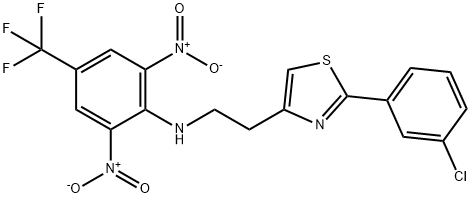 N-(2-[2-(3-CHLOROPHENYL)-1,3-THIAZOL-4-YL]ETHYL)-2,6-DINITRO-4-(TRIFLUOROMETHYL)ANILINE Struktur