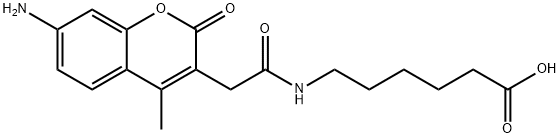 6-((7-AMINO-4-METHYLCOUMARIN-3-ACETYL)AMINO)HEXANOIC ACID Struktur