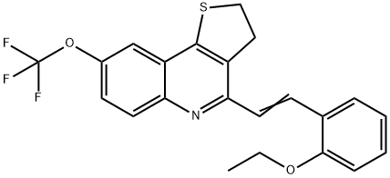 4-[(E)-2-(2-ETHOXYPHENYL)ETHENYL]-2,3-DIHYDROTHIENO[3,2-C]QUINOLIN-8-YL TRIFLUOROMETHYL ETHER Struktur