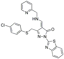 (E)-1-(BENZO[D]THIAZOL-2-YL)-3-((4-CHLOROPHENYLTHIO)METHYL)-4-((PYRIDIN-2-YLMETHYLAMINO)METHYLENE)-1H-PYRAZOL-5(4H)-ONE Struktur