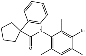 N-(3-BROMO-2,4,6-TRIMETHYLPHENYL)(PHENYLCYCLOPENTYL)FORMAMIDE Struktur