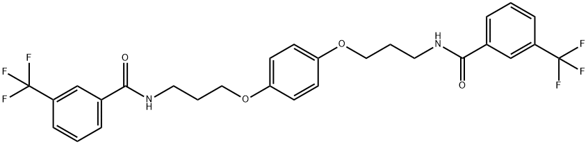 3-(TRIFLUOROMETHYL)-N-(3-[4-(3-([3-(TRIFLUOROMETHYL)BENZOYL]AMINO)PROPOXY)PHENOXY]PROPYL)BENZENECARBOXAMIDE Struktur