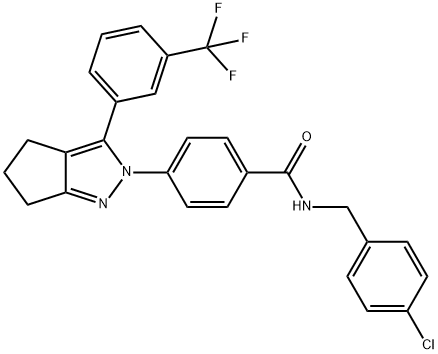 N-(4-CHLOROBENZYL)-4-[3-[3-(TRIFLUOROMETHYL)PHENYL]-5,6-DIHYDROCYCLOPENTA[C]PYRAZOL-2(4H)-YL]BENZENECARBOXAMIDE Struktur