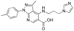 4-([3-(1H-IMIDAZOL-1-YL)PROPYL]AMINO)-3-METHYL-1-(4-METHYLPHENYL)-1H-PYRAZOLO[3,4-B]PYRIDINE-5-CARBOXYLIC ACID Struktur