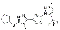 3-(CYCLOPENTYLSULFANYL)-4-METHYL-5-(2-[3-METHYL-5-(TRIFLUOROMETHYL)-1H-PYRAZOL-1-YL]-1,3-THIAZOL-4-YL)-4H-1,2,4-TRIAZOLE Struktur